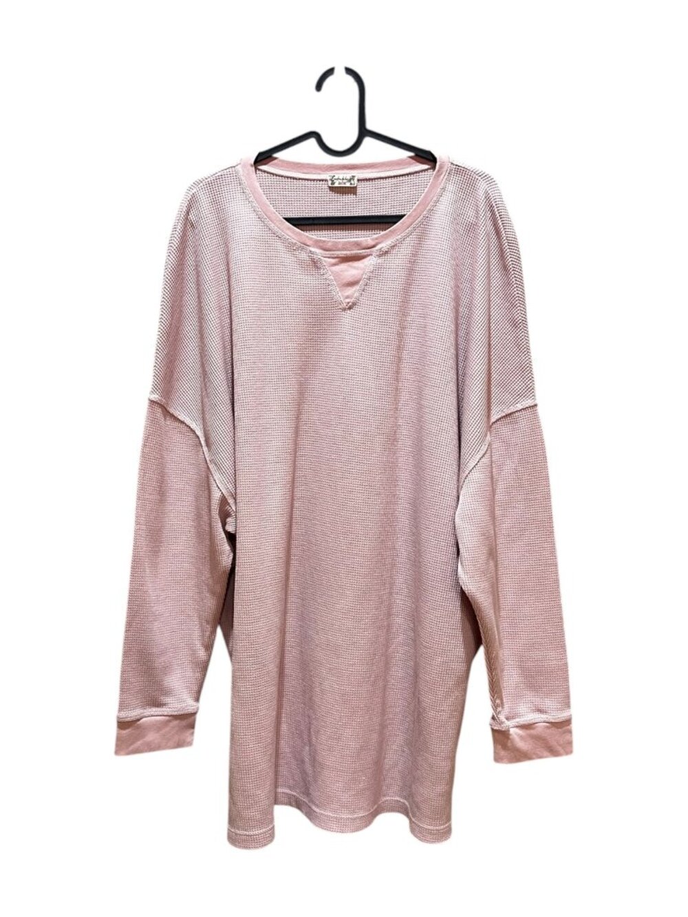 Intimately Free People Pink Waffle Knit Thermal Sweatshirt Boho Oversized